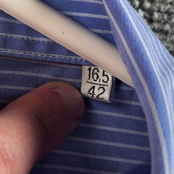 Love Moschino Button Up Shirt Long Sleeve Blue Striped Size 16.5 Designer Heart - Picture 8 of 16